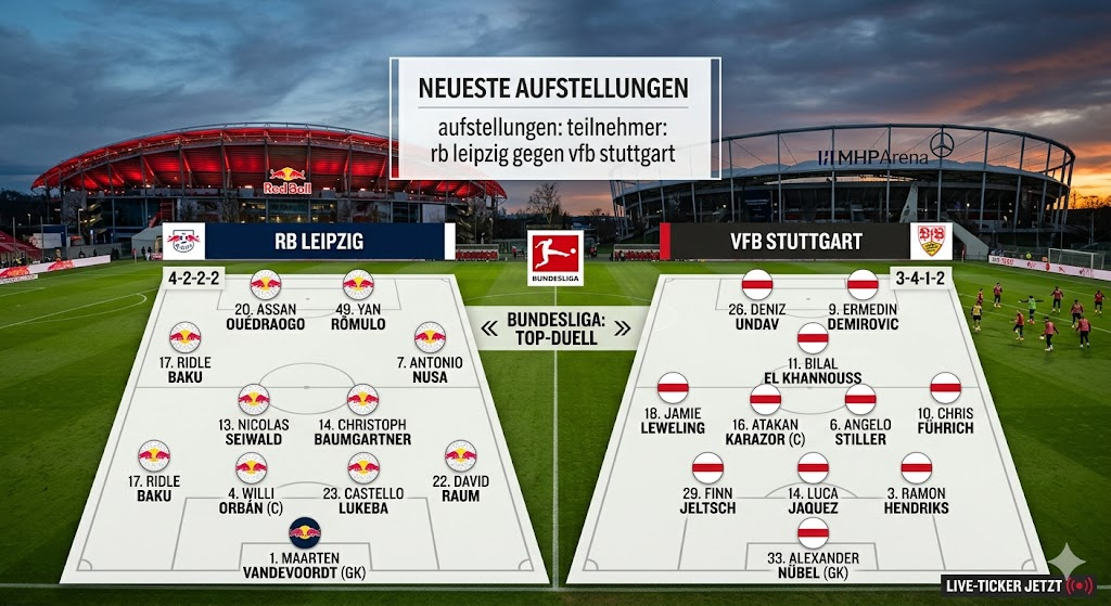 aufstellungen: teilnehmer: rb leipzig gegen vfb stuttgart